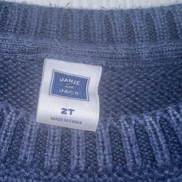 Janie and Jack Boy's Navy/Teal/Grey Fairisle Sweater Size 2T - Picture 3 of 5
